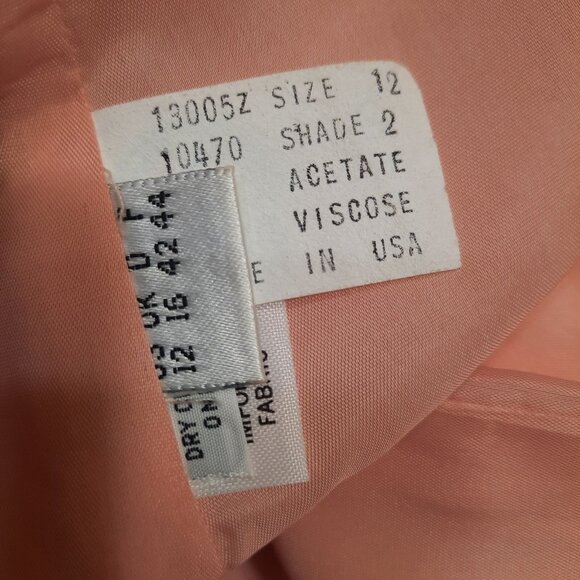 Vintage 80s Albert Nipon Button Front Sheath M Pink Elegant Mid Length Day Dress - Picture 11 of 12